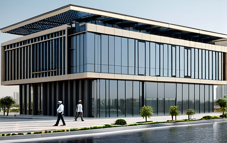 물 안보와 기업의 사회적 책임 - **

"A modern office building in Dubai with a rainwater harvesting system visibly integrated into it...