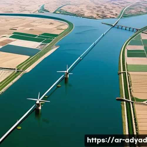 물 자원의 지속 가능성을 위한 국제 협약 - A detailed aerial view of an international river basin in the Middle East, showing multiple countrie...