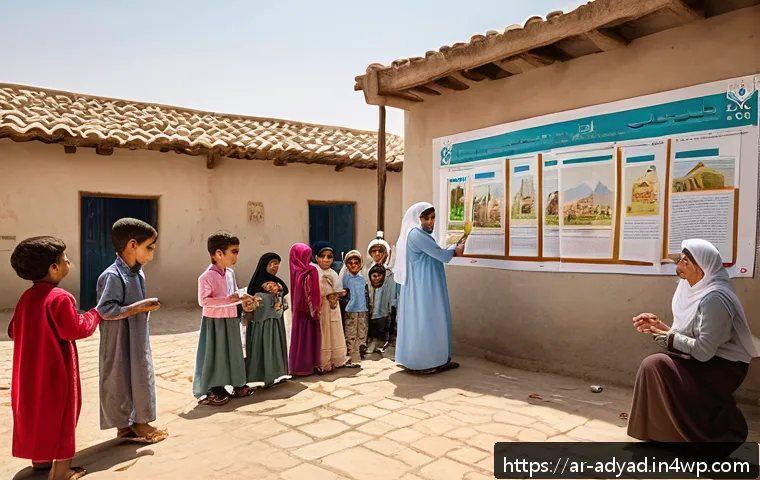 물 관리에서의 대중 참여 증진 방안 - A vibrant community workshop scene in a Middle Eastern neighborhood, featuring diverse Arabic-speaki...